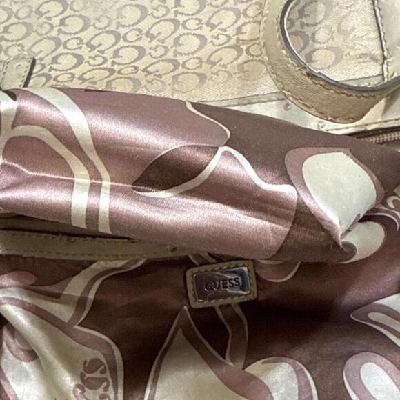 Vintage Guess Purse Y2K Monogram Logo Beige Tan Hand Bag - Picture 14 of 15